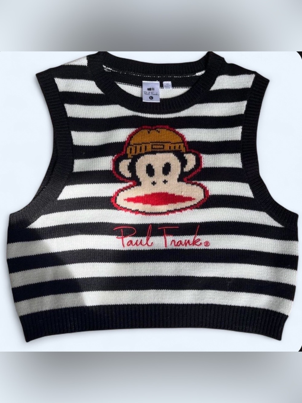 Paul Frank Striped Knit Sweater Vest - Size Large - Picture 3 of 5